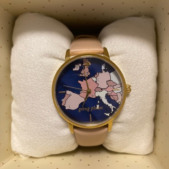 kate spade Jewelry - Kate Spade Leather Watch “Going Places” World Map Watch